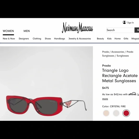 PRADA ULTRA COOL RED FRAMES &METAL ARMS THAT FEATURE THE SIGNATURE TRIANGLE LOGO - Picture 3 of 16